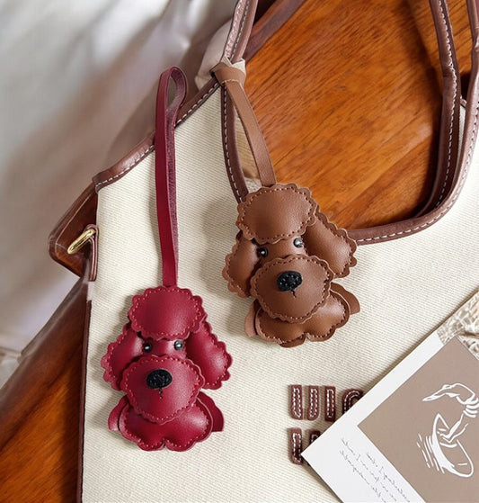 Leather Dog Keychain for Handbags